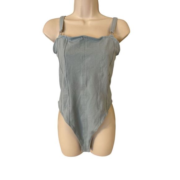 H&M G String Bodysuit Size Medium Turquoise - Picture 2 of 7